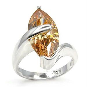 Sterling Silver Peach Marquis Cut Cocktail Ring Size 6 7 8 9 Cubic Zirconia